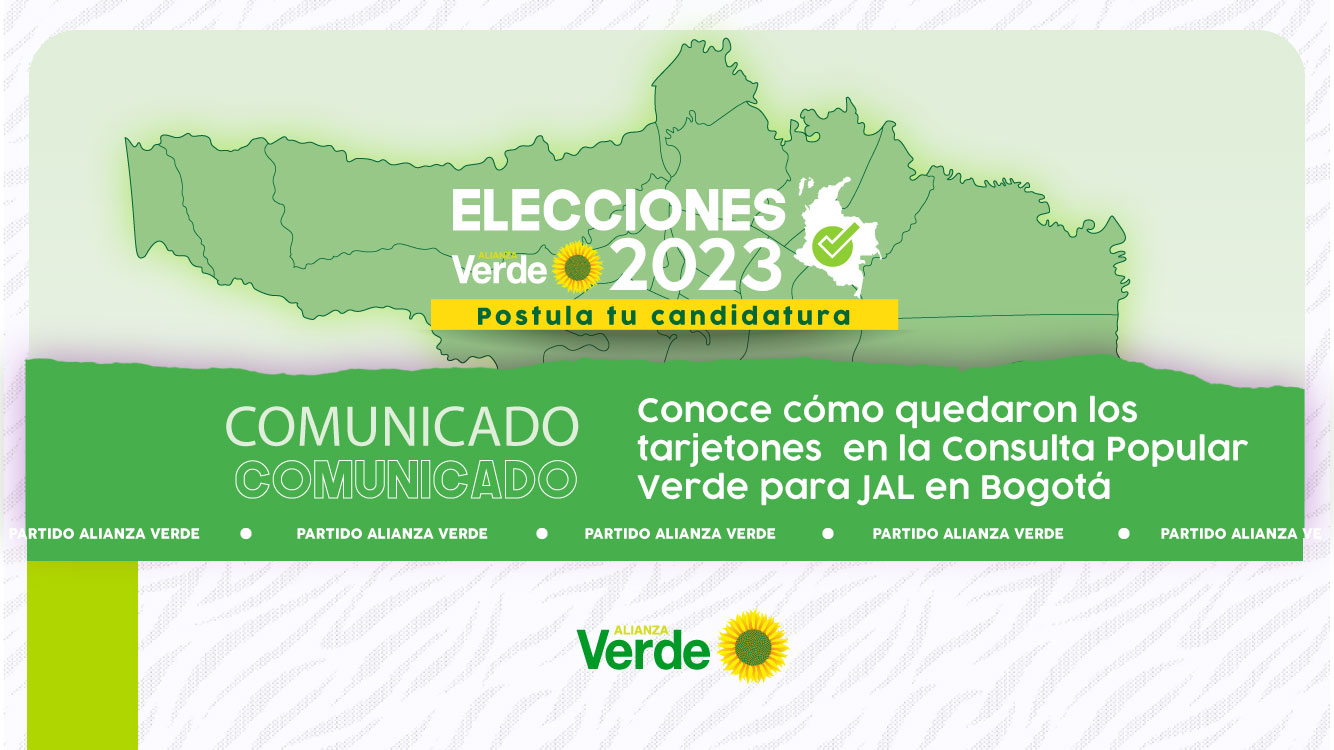Conoce cómo quedaron los tarjetones que votarás en la Consulta Popular Verde para JAL en Bogotá
